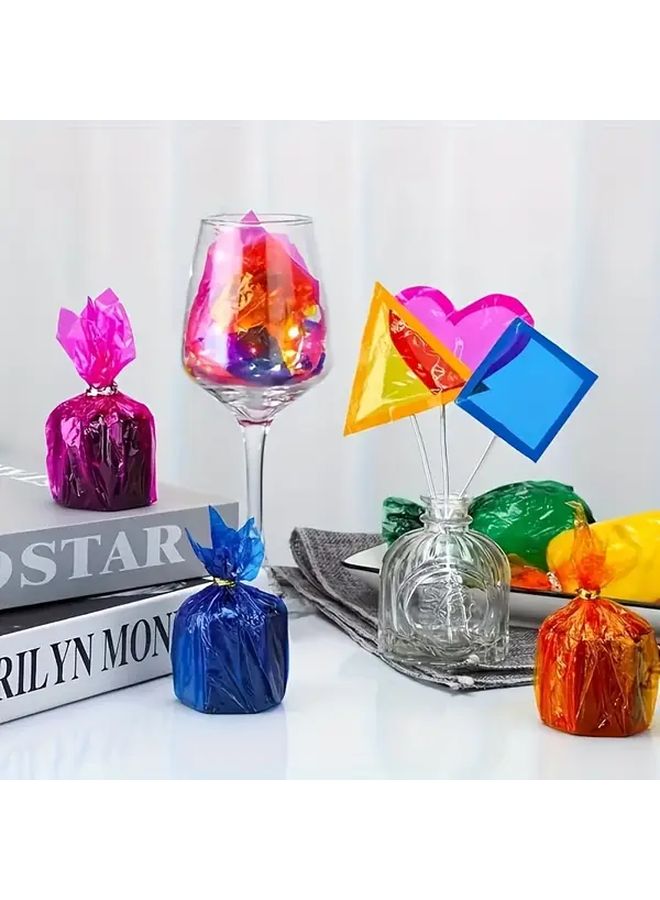 Mix Colors Transparent Film Paper 80 Sheets 7 5x7 5 Inches For DIY Crafts Gift Wrapping Eid Decorations - Image 4